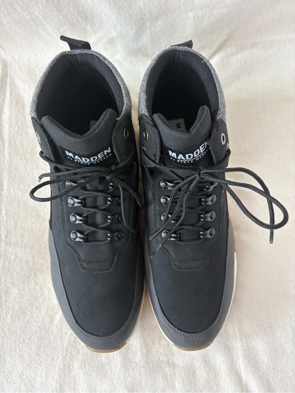 Madden by Steve Madden Haqqen Black Gray High-Top Lace-Up Sneaker Boots NEW US10